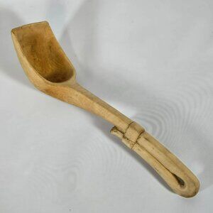 Vintage Handcrafted Wood Soup Ladle Serving Spoon Rustic Primitive Carved